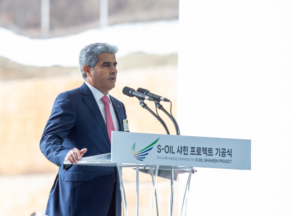 후세인 알 카타니 에쓰오일 CEO가 샤힌 프로젝트 기공식에 참여해 발언하고 있다. ⓒ 에쓰오일