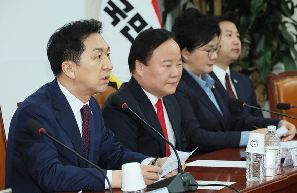 김기현 국민의 힘 대표가 오늘 오전 국회에서 열린 최고위에서 발언하고 있다. ⓒ 연합뉴스