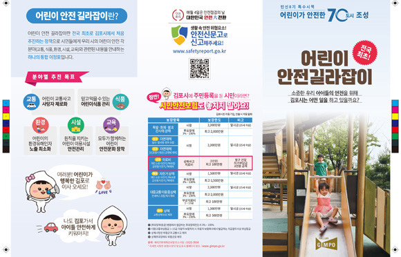 '어린이 안전 길라잡이'에는 △시설 △식품 △안전 △환경 △교통 등 5개 분야가 수록돼 있다. ⓒ 김포시
