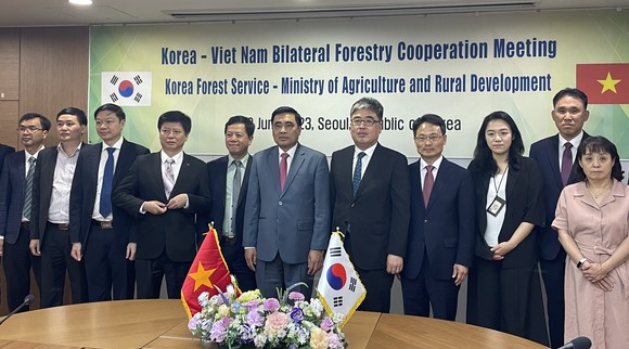 2일 서울 산림비전센터에서 '베트남 농업농촌개발부 차관을 비롯한 대표단과 고위급 양자회의'를 개최 후 기념촬영을 하고 있다. ⓒ 산림청