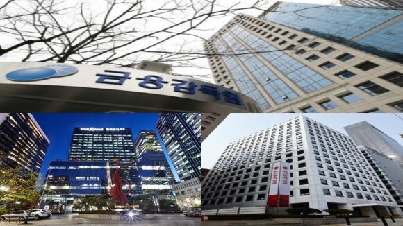 서울시 영등포구 여의도동 (위) 금융감독원, (아래 왼쪽) 한국투자증권, 유진투자증권 각사 사옥 전경. ⓒ 각사 편집
