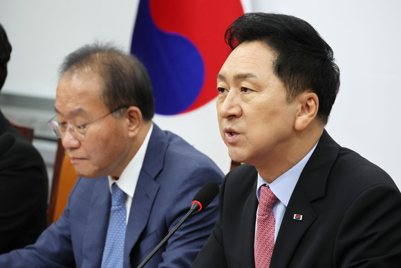 국민의힘 김기현 대표가 26일 오전 국회에서 열린 최고위원회의에서 발언하고 있다. ⓒ 연합뉴스