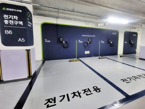 현대엔지니어링이 운영하고 있는 전기차 충전시설. © 현대엔지니어링