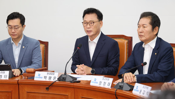 박광온 더불어민주당 원내대표가 2일 국회에서 열린 최고위원회의에서 발언하고 있다. ⓒ 연합뉴스