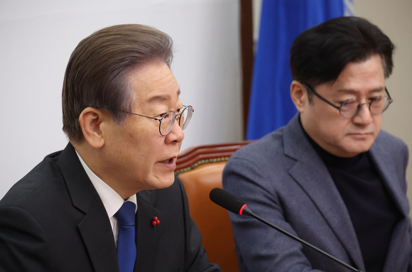 이재명 더불어민주당 대표가 22일 국회에서 열린 최고위원회의에서 발언하고 있다. ⓒ 연합뉴스