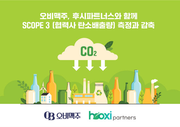 오비맥주가 후시파트너스와 함께 오비맥주에 페트, 병, 캔을 공급하는 패키징 부문 협력사와 원재료 납품 협력사의 탄소배출량도 감축하고 로드맵 설계를 지원한다. ⓒ 오비맥주