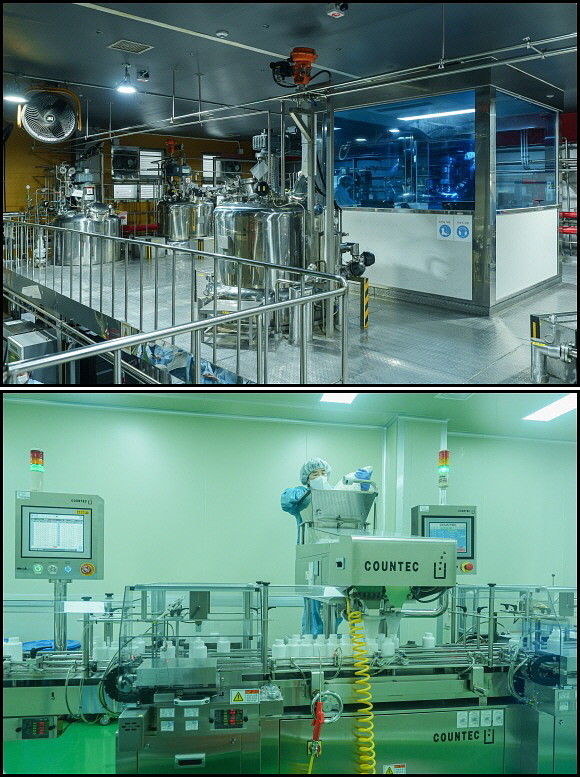 쎌바이오텍 김포 공장 발효동(사진 위)과 완제동에서 유산균이 발효, 생산되고 있는 모습. © 쎌바이오텍