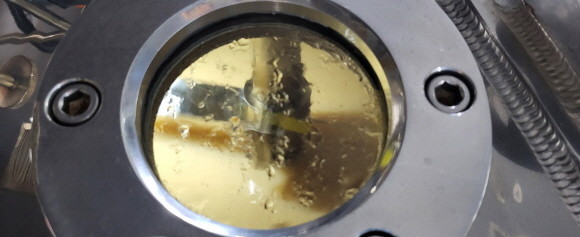 발효동에서는 한국산 유산균이 대량 생산된다. 사진은 발효관 속 유산균 용액. = 추민선 기자