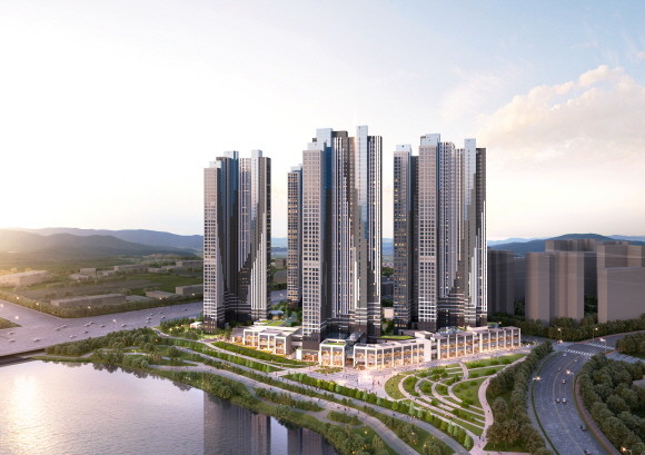 고양 장항지구 '고양 장항 카이브 유보라' 아파트 전용 84‧99‧170㎡ 1694세대와 상업시설 '시간(時間) 투시도. © 반도건설