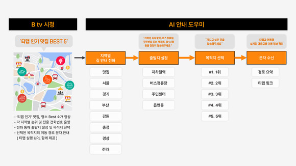 시니어 맞춤형 대중교통 길 안내 서비스 흐름도. ⓒ SK브로드밴드