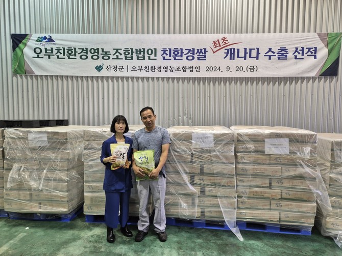 오부친환경영농조합법인이 캐나다 첫 수출 하고 있다. ⓒ 산청군