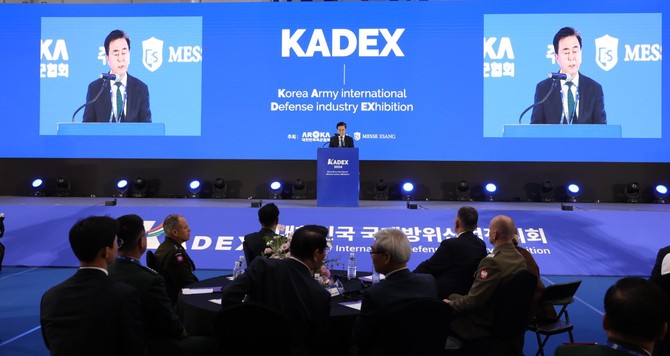 김태흠 충남지사가 2일 '2024 대한민국 국제방위산업전시회에 참석해 축사를 하고 있다. ⓒ 충남도