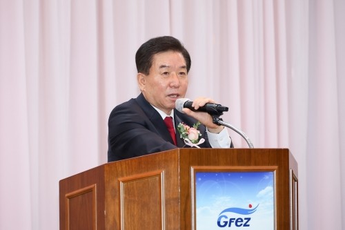 구충곤 광양만권경제자유구역청 신임 청장이 취임사를 하고 있다. ⓒ 광양경제청