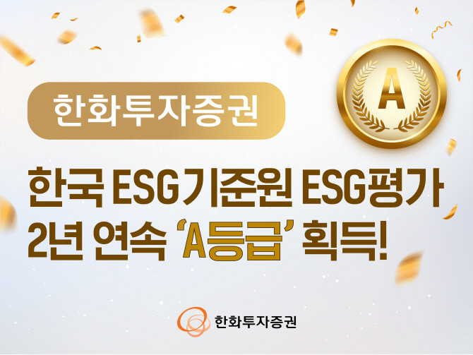 한화투자증권이 한국ESG기준원(KCGS)이 주관하는 ESG 평가에서 2년 연속 통합 A등급을 획득했다. ⓒ 한화투자증권