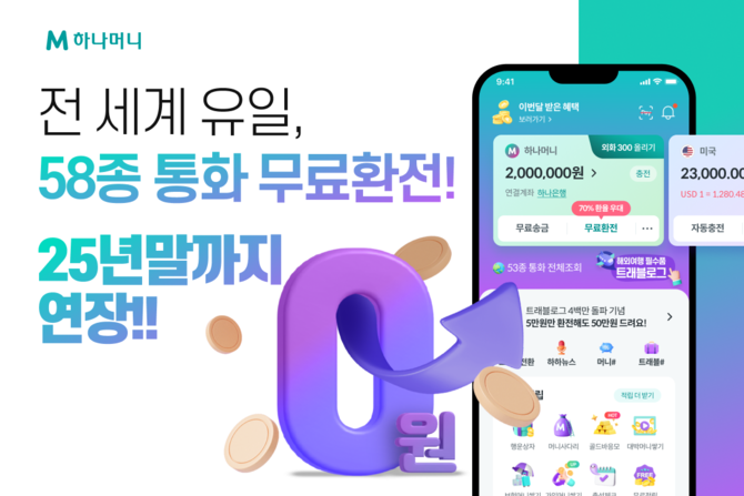 하나카드는 트래블로그의 무료 환전(환율우대 100%) 혜택을 내년 말까지 연장한다고 28일 밝혔다. ⓒ 하나카드