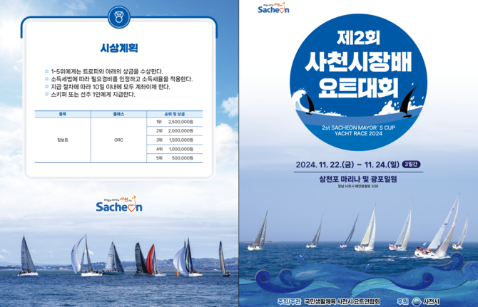제2회 사천시장배 요트대회 22일 개막. ⓒ 사천시