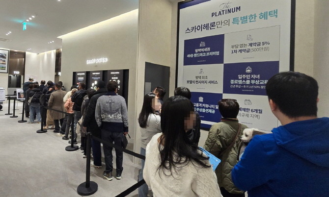 지난 22일 '더 플래티넘스카이헤론' 견본주택 내부모습.© 쌍용건설