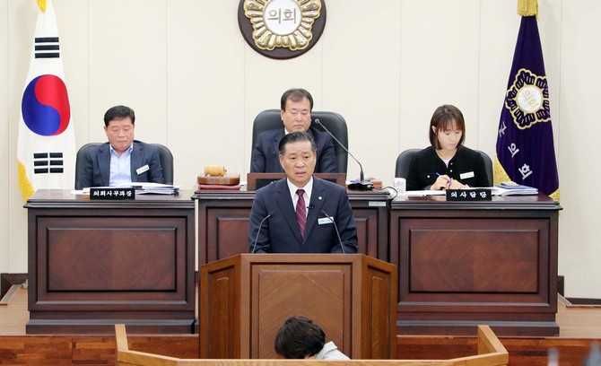 진병영 함양군수가 시정연설에서 인백기천 정신 힘찬 도약을 다짐하고 있다. ⓒ 프라임경제