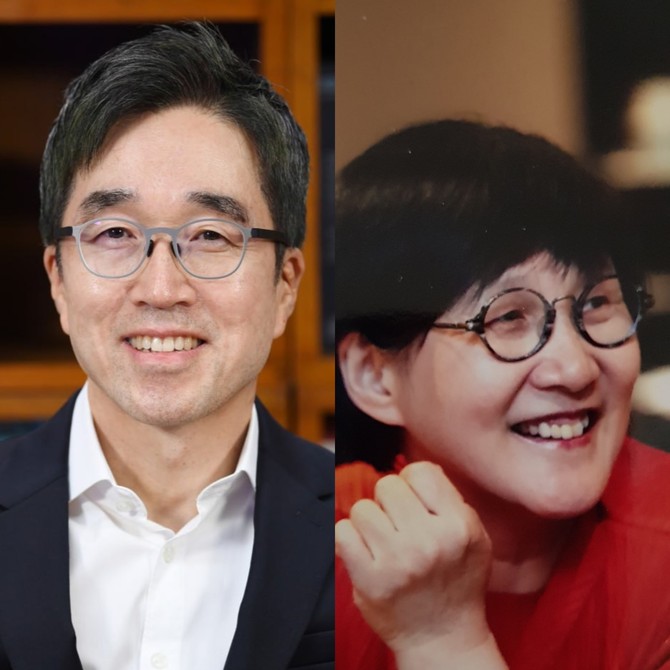 (왼쪽부터) 박진형 스포츠조선 대표이사, 권태선 방송문화진흥회 이사장. ⓒ 한양대학교 언론정보대학원