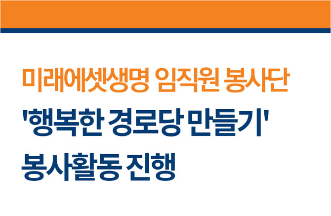 미래에셋생명은 서울 마포노인종합복지관과 마포구 내 취약지역 경로당을 찾아 '함께하는 행복한 경로당 만들기' 봉사활동을 진행했다고 10일 밝혔다. ⓒ 미래에셋생명
