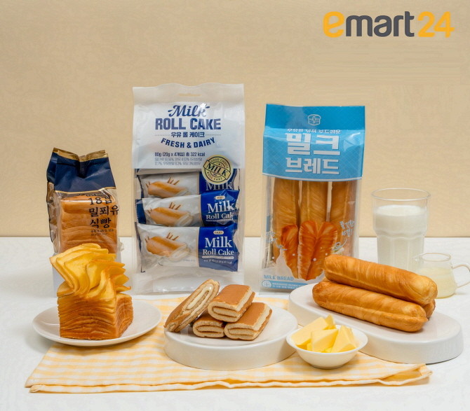 이마트24는 이달 업계 단독으로 가성비 소포장빵인 '우유롤케이크(4개입)'를 선보인다.© 이마트24