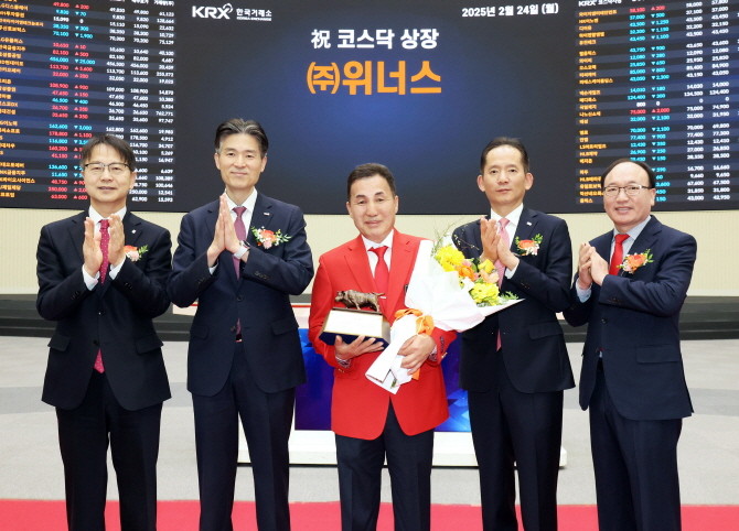 한국거래소 코스닥시장본부는 2025.2.24(월) 오전9시 서울사옥 홍보관에서 배선기구 및 전기차충전기를 제조.판매하는 (주)위너스의 코스닥시장 상장기념식을 개최하였다 ⓒ 한국거래소