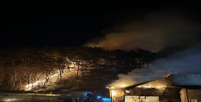 경상북도 고령군 쌍림면 송림리 일원에서 산불 현장 모습. ⓒ 산림청