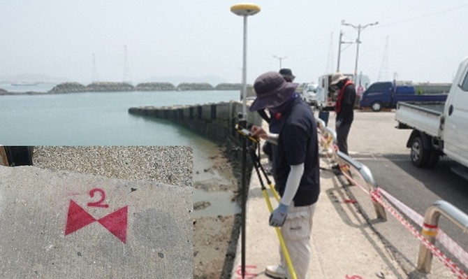 드론기반 안전점검 모습(지상기준점 설치). ⓒ 한국어촌어항공단
