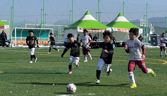 7일간 박지성(JS) 보령 축구트레이닝센터에서 열린 '2025 만세보령머드배 JS CUP U12&11 한국 유소년 축구대회' 경기 장면. ⓒ 보령시