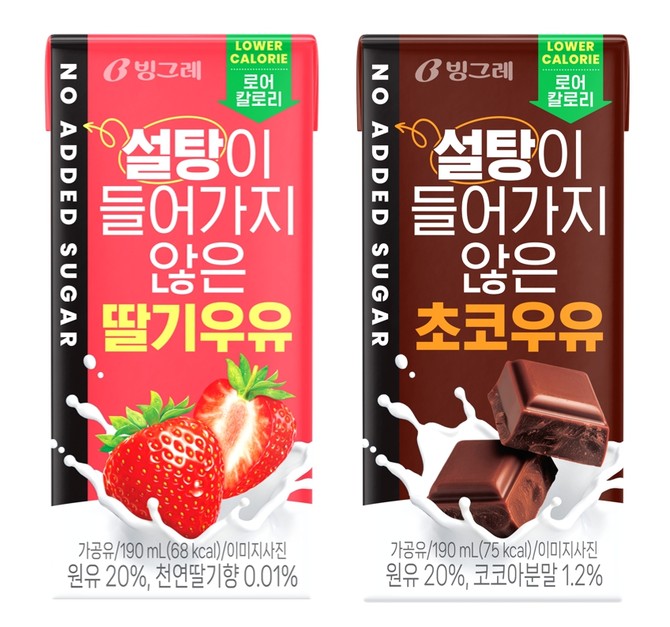 빙그레 가공유 신제품 '설탕이 들어가지 않은 우유' 2종. ⓒ 빙그레