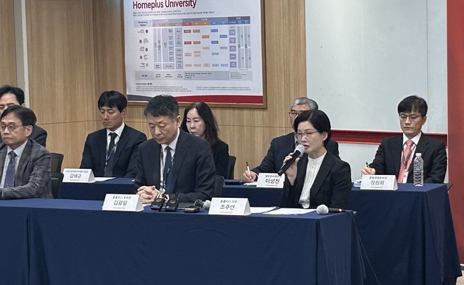 14일 오전 홈플러스 본사에서 열린 기자간담회에서 조주연 홈플러스 사장이 발언하고 있다. =배예진 기자