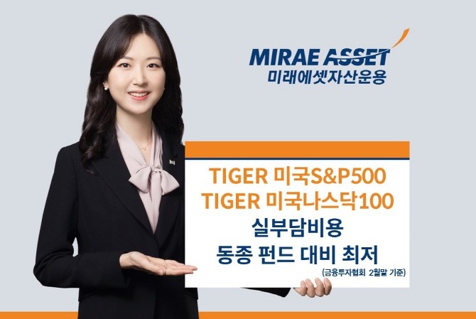 2월말 기준 미래에셋자산운용의 'TIGER 미국 대표지수 ETF' 2종이 동종 펀드 대비 가장 낮은 실부담비용을 기록했다. ⓒ 미래에셋자산운용