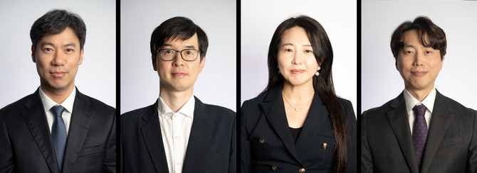 (왼쪽부터)김용준 최고제품개발책임자, 조봉준 AI 총괄 이사, 정미영 글로벌 사업 개발 총괄, 최준석 임상 전략 총괄. ⓒ 노을