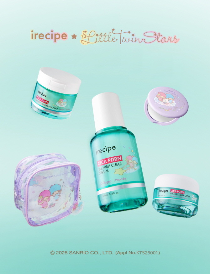 선진뷰티사이언스의 클린뷰티 2.0 브랜드 아이레시피가 산리오(Sanrio)의 '리틀트윈스타(Little Twin Stars)' 캐릭터 IP를 전 카테고리에 적용한 콜라보레이션 제품을 선보인다. © 선진뷰티사이언스