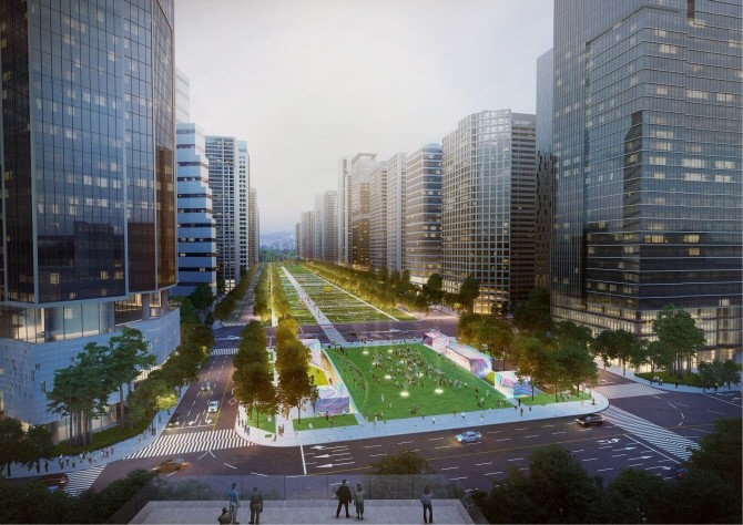 HDC현대산업개발이 용산 정비창 전면 1구역에 제안한 'THE LINE 330' 이미지. © HDC현대산업개발