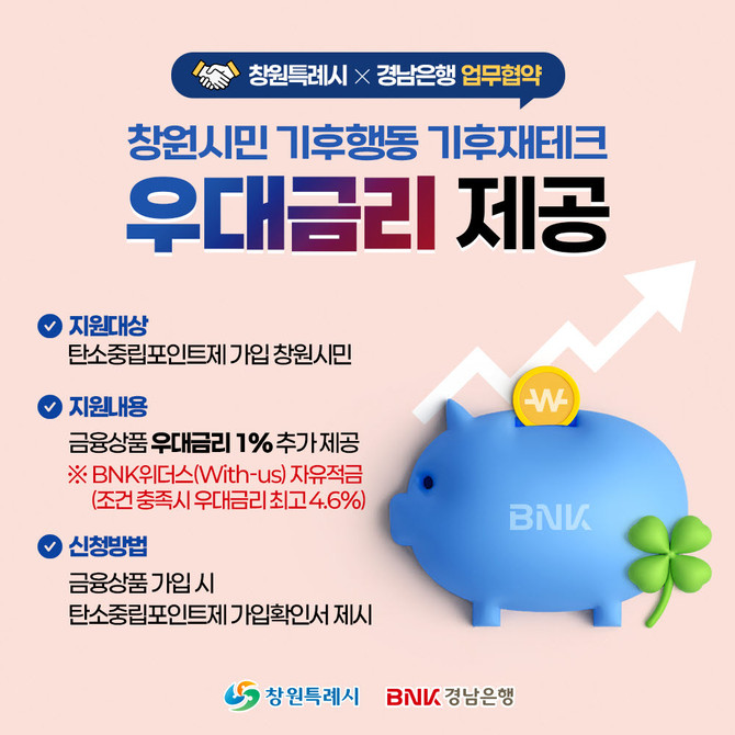BNK경남은행과 '기후 행동 기후재테크' 업무협약 체결 홍보 포스터. ⓒ 창원시