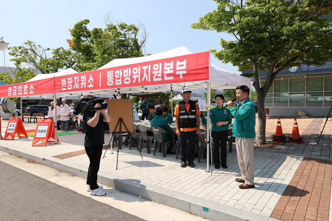전시 소산시설 대상 '피폭대응 및 복구 실제훈련' 실시. ⓒ 고성군