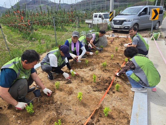 영양군 다문화가족 'Hot나눔봉사단'은 지난 24일 석보면 화매2리 마을회관에서 영양군자원봉사센터와 협력해 봉사활동을 펼쳤다. ⓒ 영양군