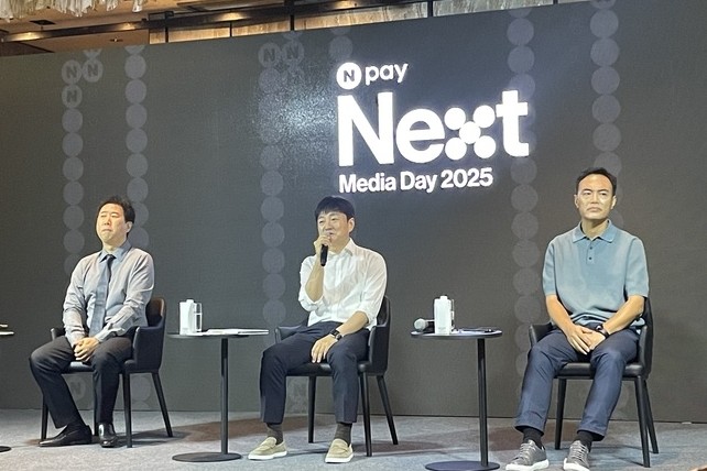 26일 네이버페이는 서울 종로구 포시즌스 호텔에서 10주년 미디어데이를 개최한 가운데 원화 기반 스테이블코인에 대해 박상진 대표가 직접 "적극 추진하겠다"는 입장을 밝혔다. = 김정후 기자