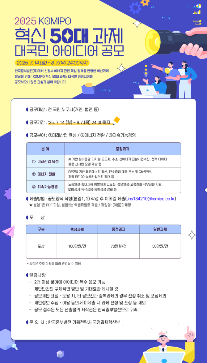 2025 KOMIPO 혁신 50대 과제 대국민 아이디어 공모 포스터. ⓒ 중부발전