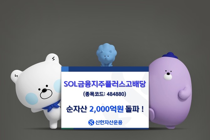 신한자산운용의 'SOL 금융지주 플러스 고배당' ETF가 순자산 2,000억 원을 돌파했다. ⓒ 신한자산운용