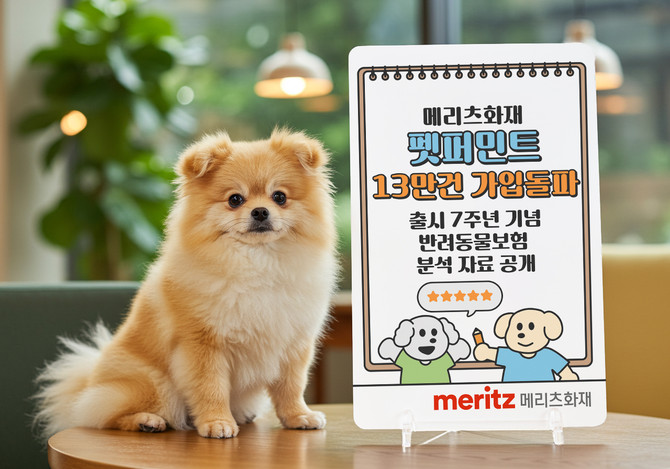 메리츠화재는 반려동물 보험 전용 브랜드인 '펫퍼민트'가 출시 7년 만에 누적 가입건수 13만건을 돌파했다고 28일 밝혔다. ⓒ 메리츠화재