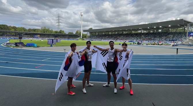 서천군청 소속 서민준, 하계U대회서 男 400m 릴레이 금메달 쾌거. ⓒ 서천군