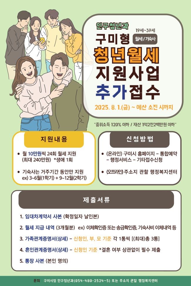 구미형 청년월세 지원사업 추가접수 안내문. ⓒ 구미시