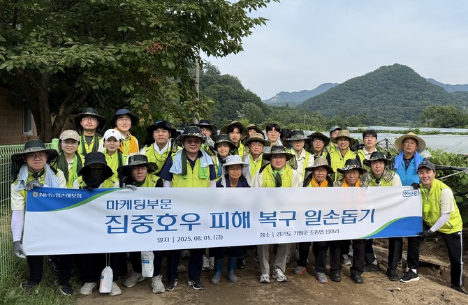NH농협손해보험은 지난 1일 집중호우로 큰 피해를 입은 경기 가평 지역을 찾아 수해 복구 활동을 실시했다. ⓒ NH농협손해보험