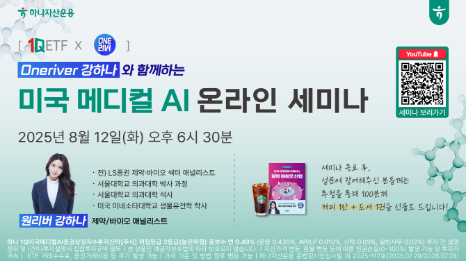 하나자산운용은 7월 22일 상장한 1Q 미국메디컬AI ETF가 개인 및 연금투자자들의 순매수에 힘입어 상장 후 11영업일만에 순자산 200억원을 돌파하였다고 밝혔다. ⓒ 하나자산운용