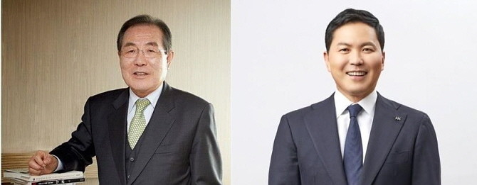 (왼쪽부터) 윤동한 콜마그룹 회장, 윤상현 부회장. © 연합뉴스