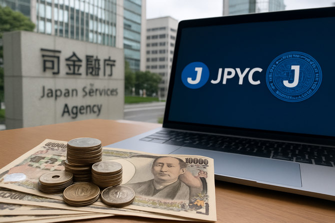 일본 금융청은 이달 도쿄 소재 핀테크 기업 JPYC에 스테이블코인 발행 사업자 승인을 내줄 예정이다. ⓒ Perplexity 생성 이미지