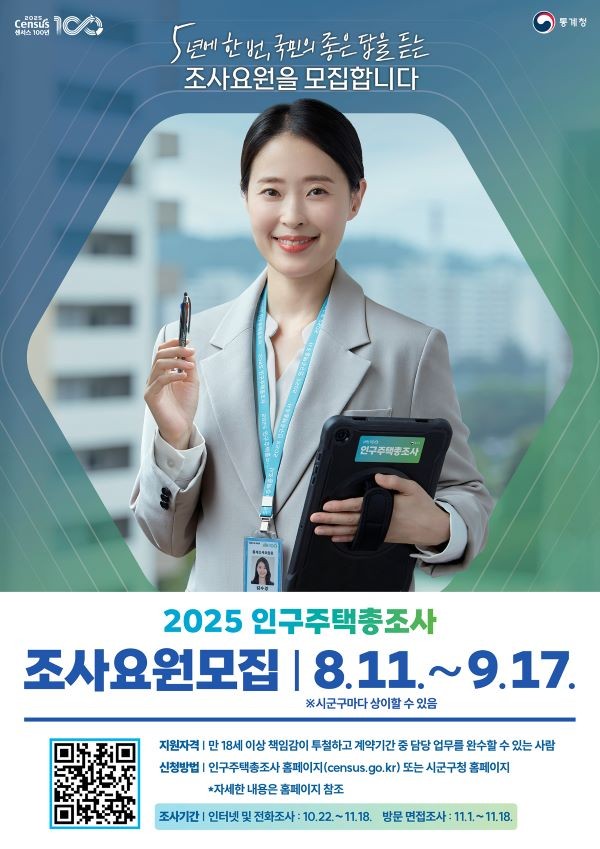 2025 인구주택총조사 조사요원 모집 포스터. ⓒ 안동시