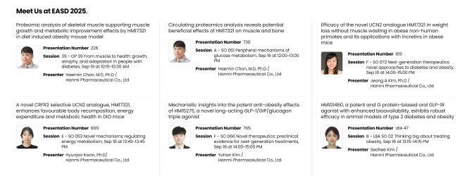 한미약품이 EASD 2025에서 발표하는 주요 연구 초록 소개. © 한미약품